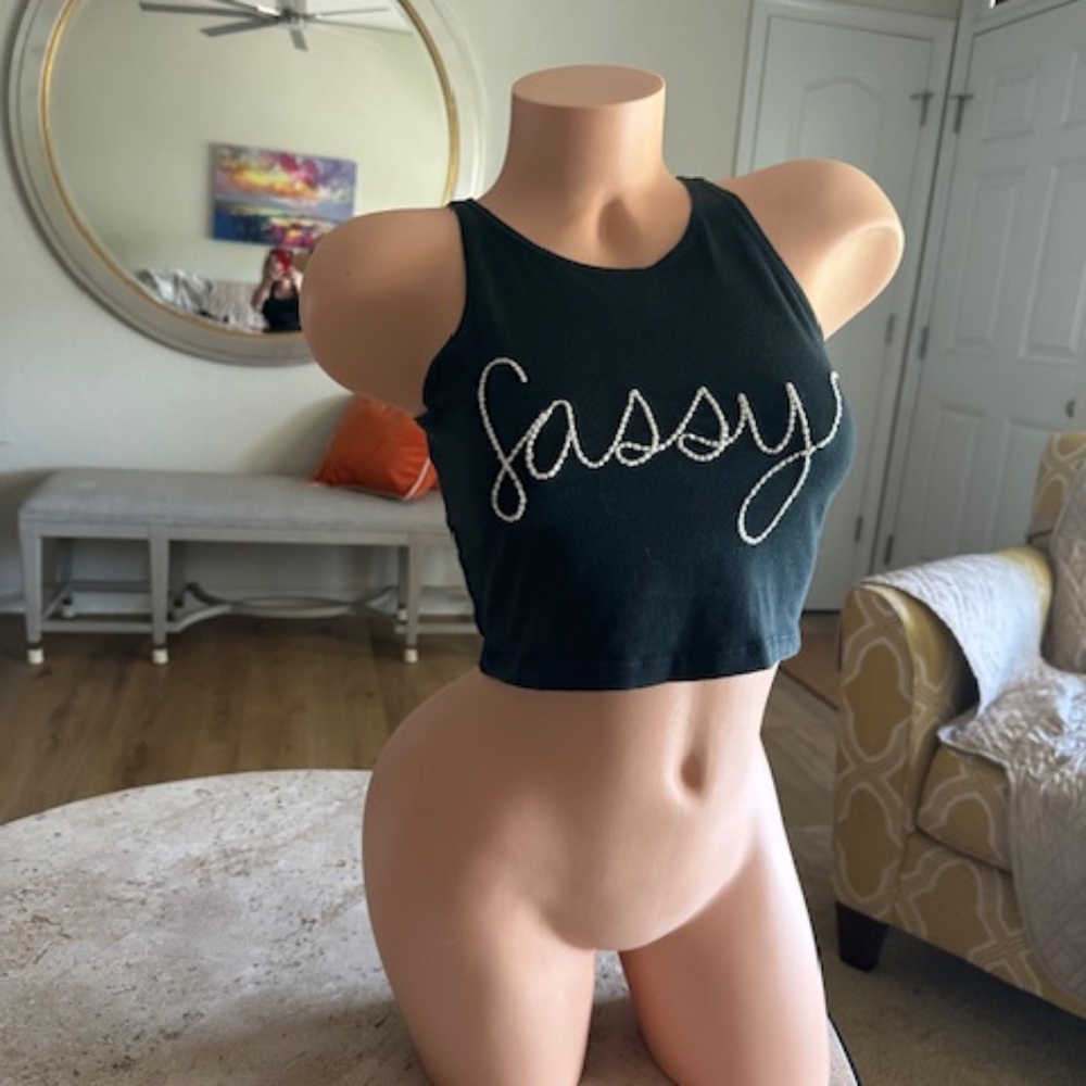 women's crop top black small